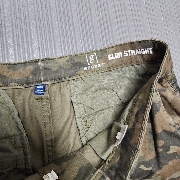 George Camo Chino Straight Fit Pants 33x30 - Picture 2 of 3